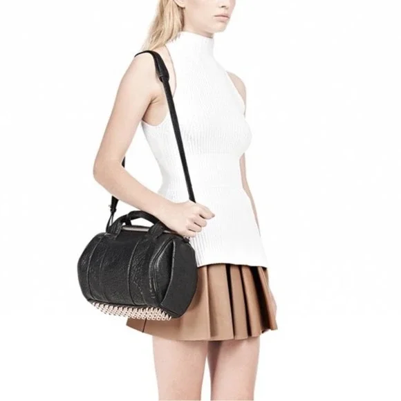 ALEXANDER WANG Pebbled Lambskin Rockie Duffel in Black  and Nickel hardware - Picture 4 of 15